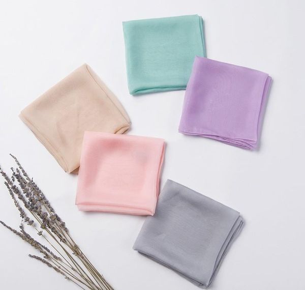 

scarf natural silk neck 100% band spring elegant neckerchief floral tie 65*65 wraps summer women square cmsolid color head hair bbygj, Blue;gray