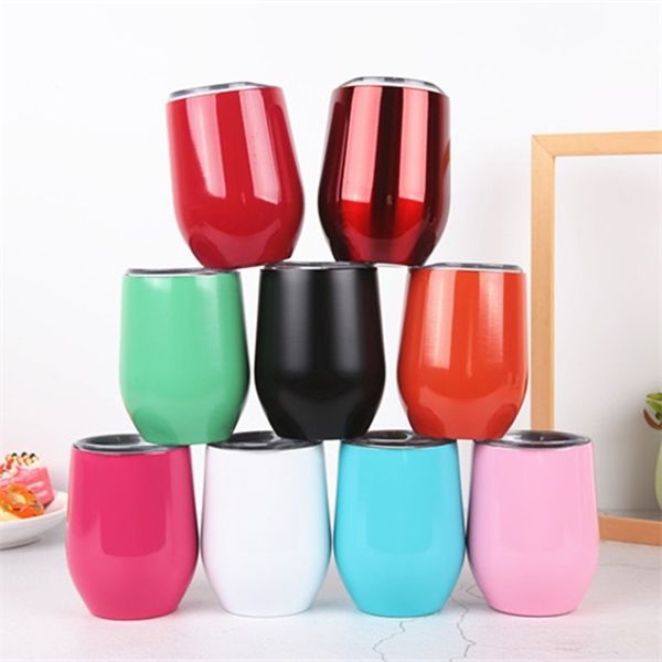 

a-9 oz egg cup wine glass tumbler double wall vacuum insulated gold rose stainless steel coffee mug with lids for wedding chr