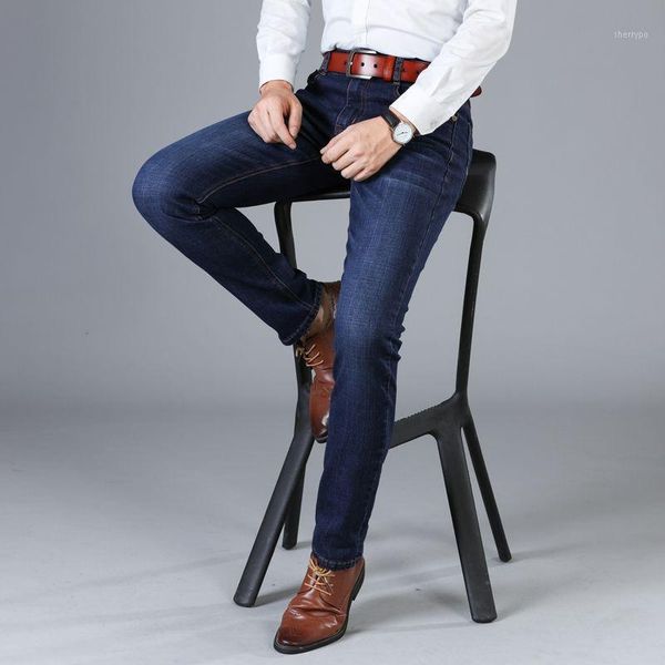 

men's classic jeans plus size 28-42 straight pantalon homme regular jean distressed design biker jean long pants1, Blue