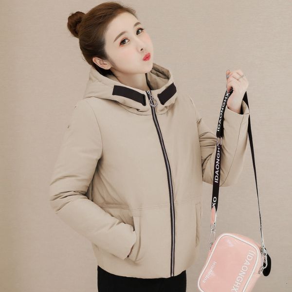 

short 2020 new women's small white down thickened thin bread jacket, Black