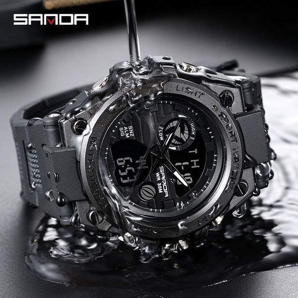

sanda sport wrist watches military army famous brand wristwatch dual display male watch for men clock waterproof hours