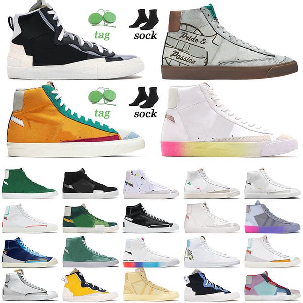 

high blazer mid 77 running shoes mens womens vintage pine green catechu wolf grey serena queen bicycle yellow sports sneakers fashion outdo, White;red