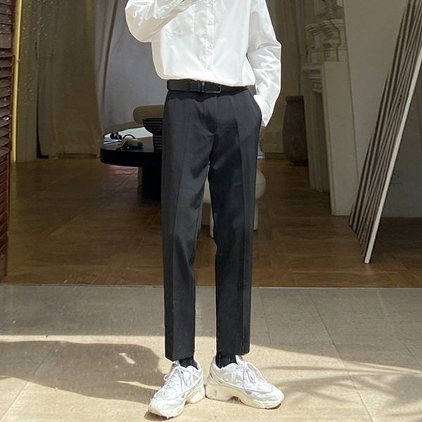 

intfeday autumn new slim fit trousers for men's casual pants casual pants korean version of slim and versatile capris itcdm, Blue