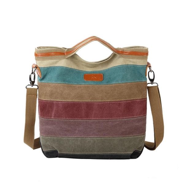 

new contrast color female handbag canvas stitching shoulder portable bags