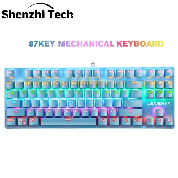 

k550 87 keys mechanical gaming keyboard rgb led rainbow backlit wired keyboard for windows gaming pc