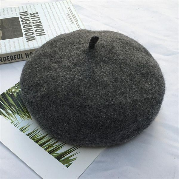 

2019 new womens winter warm 100% wool hat berets female cap handmade strap crossing artist cap lady painter hats for women wmtbtq yyysports, Black;white