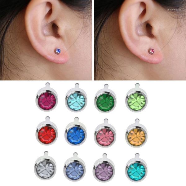 

12 pairs ear piercing earrings stainless steel mini 3mm clear cz studs hypoallergenic stud piercing earrings set jewelry1, Golden;silver