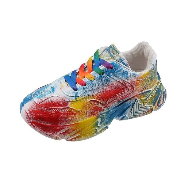 

2021 the new colored fashion graffiti woman plus size rentals even women's platform leather vulcanized thick shoes nkj6, Black