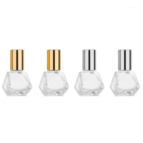 

50pcs 5ml mini glass roll-on bottles alloy cover refillable essential oils bottle travel empty cosmetic container perfume bottle1