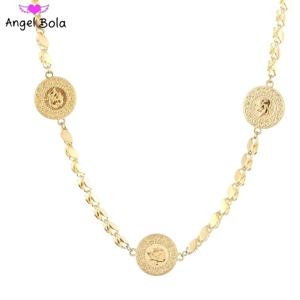 

muslim islamic gold oman coin luxury jewelry pendant necklace arab party banquet wedding holiday gift wholesale 220210, Silver