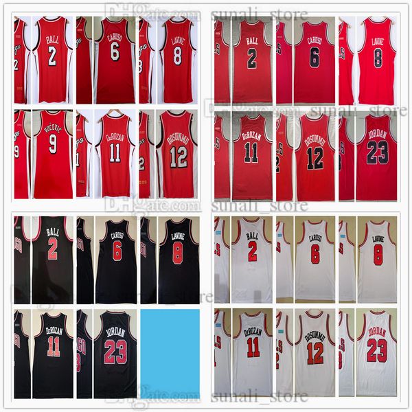 

stitched 2022 city red men basketball 12 ayo dosunmu jerseys demar derozan 11 zach lavine 8 lonzo ball 2 alex caruso 6 black white 23 michae, Black;red