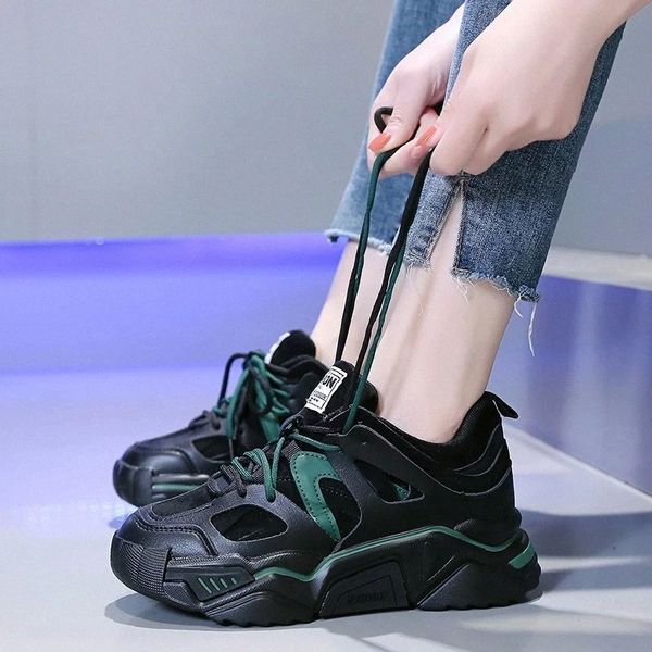 

rimocy fashion mixcolor chunky shoes women sneakers casual running platform shoes woman silver lace up vulcanized shoes female #ff1v