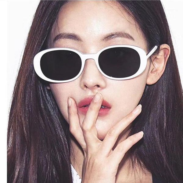 

new retro sunglasses women oval resin frame sun glasses brand design mirror sunglasses fashion female glasses uv4001, White;black