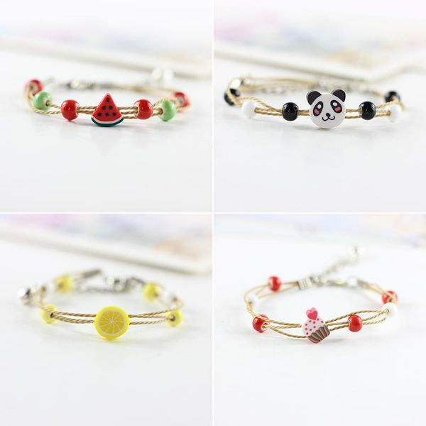 

charm bracelets lovely small bracelet fruit animal ceramic rope handmade colorful season charming hand jewelry for girls friend gift, Golden;silver