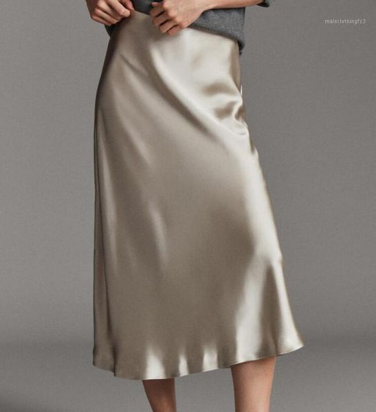 

skirts women skirt 2021 spring and summer satin elegant women's skirt1, Black