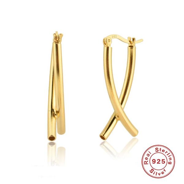 

boako gold color earrings for women 925 sterling silver wedding enagement fine jewelry geometric cross earrings pendientes w5, Golden;silver