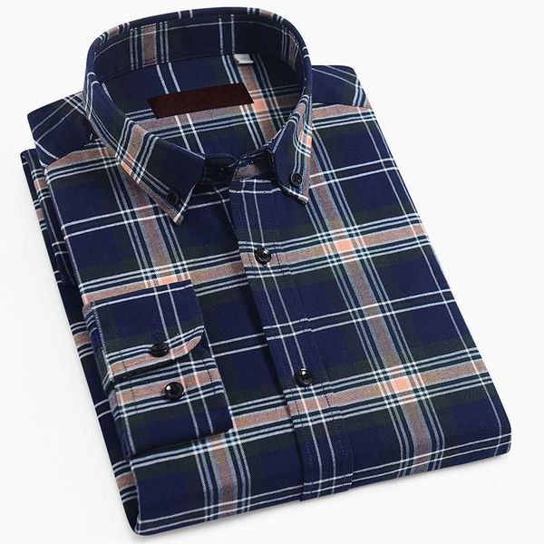 

men's casual oxford plaid checkered shirt men comfortable cotton standard-fit long sleeve button down shirts1, White;black