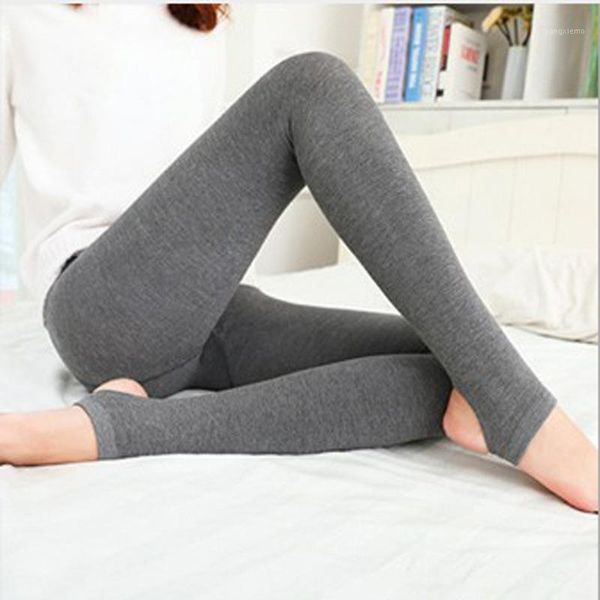 

lady blend cotton nylon full length leggings solid fashion black gray slim legging elastic high-density pencil pants1