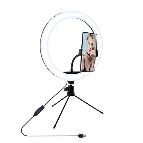 

flash heads 13'' led usb lamp ring fill light selfie tripod for makeup youtube live pography support phone holder