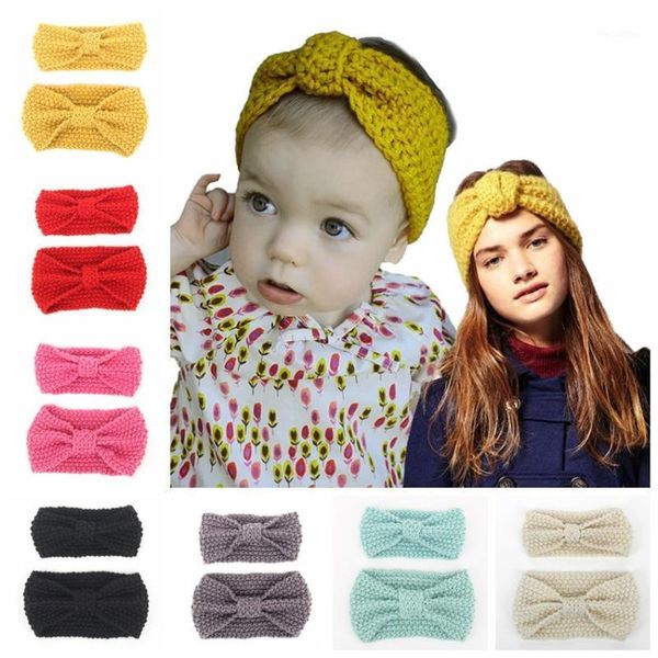 

hair accessories 2pcs mother baby headwear wool headband candy color winter warm handmade knitted parent-child suit1, Slivery;white