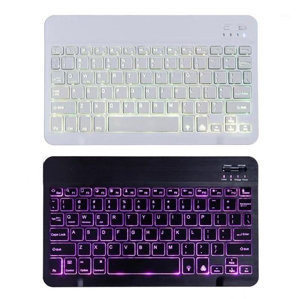 

7.9" wireless ultra slim aluminum russian spanish bluetooth keyboard chocolate keycap built-in battery rechargeable1