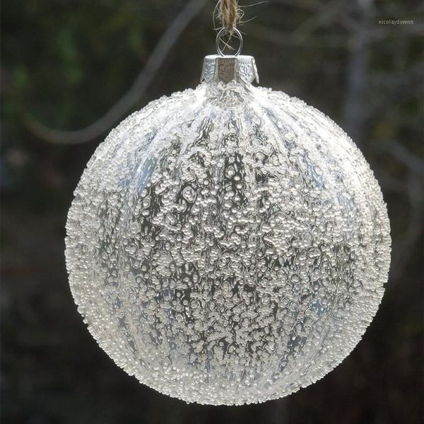 

christmas decorations 12pcs/pack diameter=10cm striped glass ball transparent globe with chips tree pendant ornament ball1