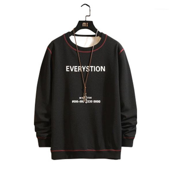 

round neck autumn sweatshirts designer long sleeve pullover clothing fashion trend casual loose male hoodies man, Black