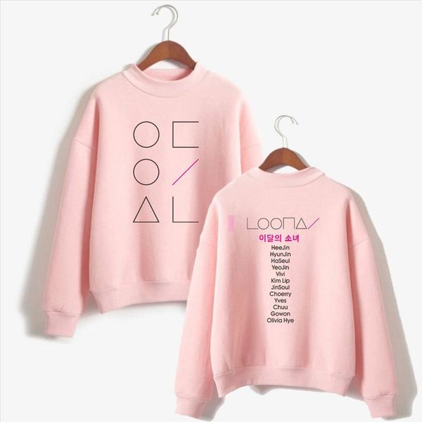 

loona the same style turtleneck sweatshirts women long sleeve hoodies sweatshirt plus size fashion tracksuit kpop clothes, Black