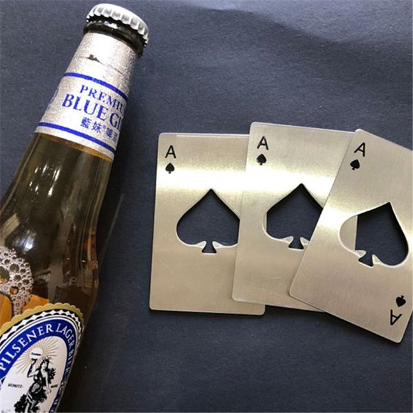 

black/silver poker card spades a beer bottle opener personalized creative playing card-shaped stainless steel bottle opener bar tool yl0097