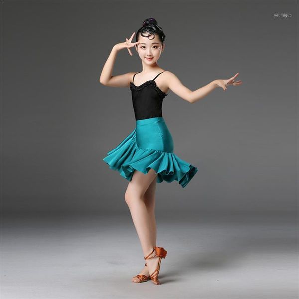 

kids dresses for girls latin ballroom dance competition costumes stage performance fringe gatsby tassel tango skirt clothing1, Black;red