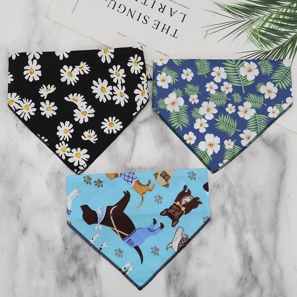 

soft cotton dog bandana collar adjustable puppy kitten collars flower neck scarf pet neckerchief for small dogs cats c jllxgt