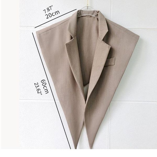 

women autumn triangle scarf shawl lapel solid color fake collar necklace vest office lady blouse decorative qyliga, Blue;red