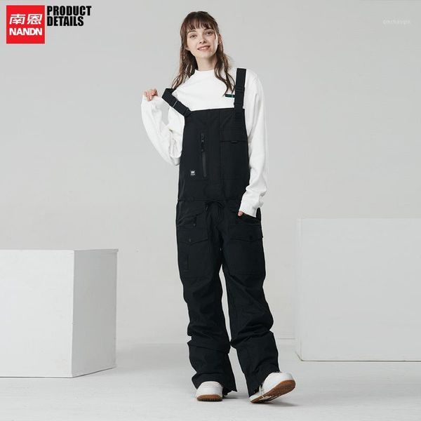 

skiing pants nandn ski waterproof wear suspenders snowboarding gear1