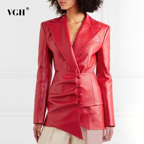 

vgh vintage ruched asymmetrical womens jacket lapel collar high waist long sleeves irregular coat female autumn new 20191, Black;brown