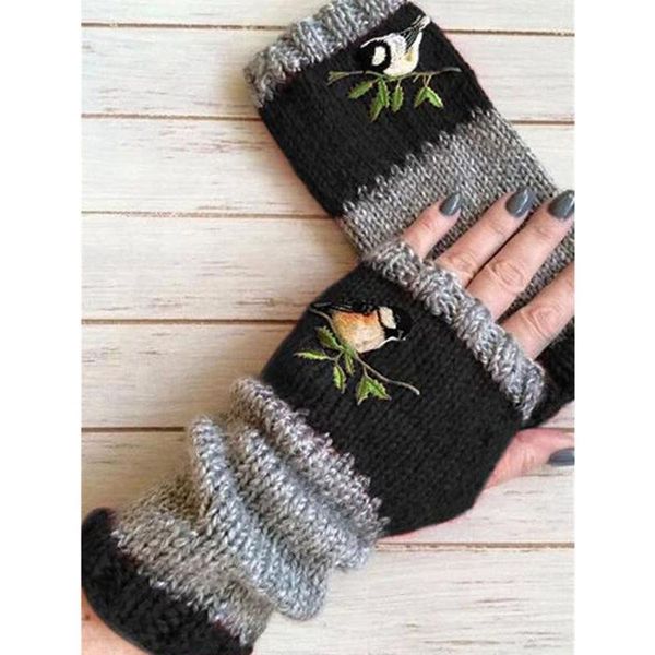 

autumn winter women knitted arm fingerless gloves long stretchy mittens women winter hand arm warm female gloves, Blue;gray
