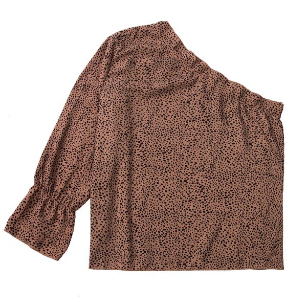 

women's plus size long sleeve one shoulder leopard print tunic t-shirt, White