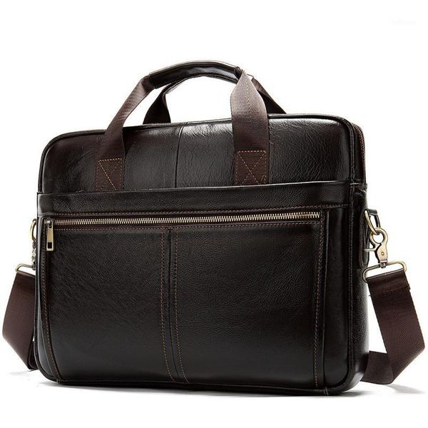

briefcase messenger bag men's genuine leather 14'' lapbag men's briefcases office business tote for document new1
