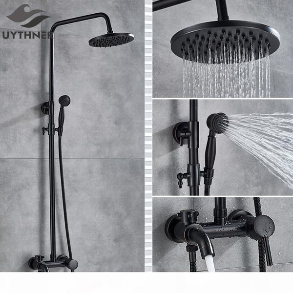 

black bronze bathroom shower set faucet bath shower mixer tap 8 rainfall head bath shower set bathtub faucet wall mounted bbyuay mj_bag