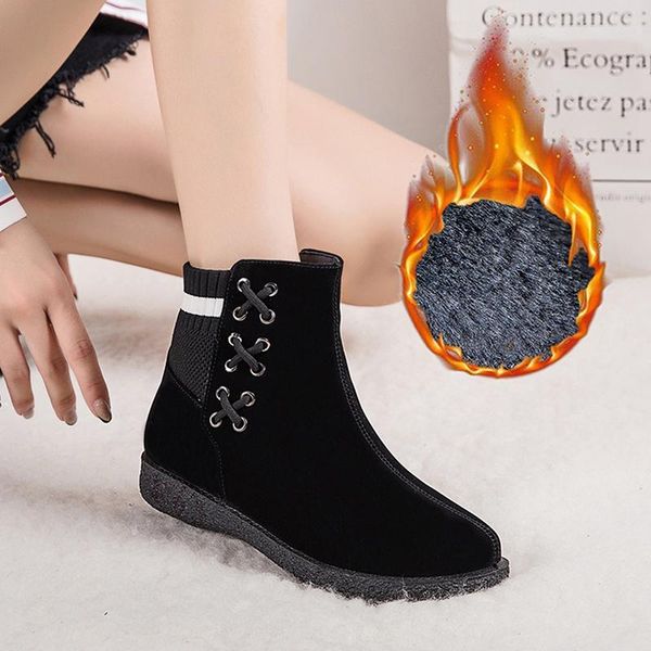 

winter snow boots для женщин толстые плюша покрытием сапоги зимние моды креста связали женская обувь толстые теплый повседневная обувь, Black