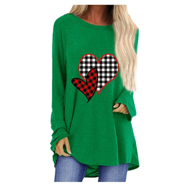 

s-5xl plus size women designers t shirts plaid heart pullover blouses casual sports sweat shirt spring hoodie 2021 new style hh11907, White