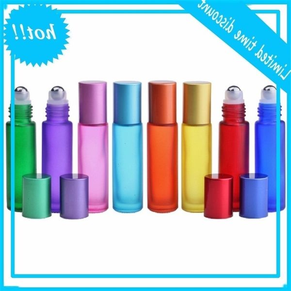 

10ml essential oil roller bottles rainbow series frosted glass perfume roll on travel size bottle