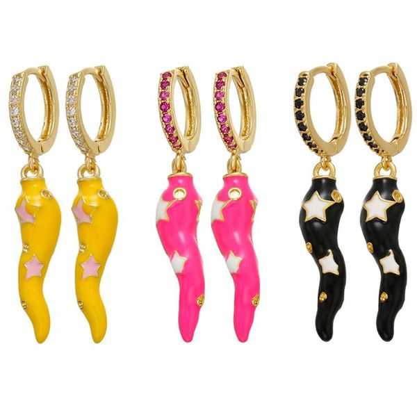 

hoop & huggie hecheng colorful earrings wholesale cute tail accessries star jewelry for women gift summer ve189, Golden;silver