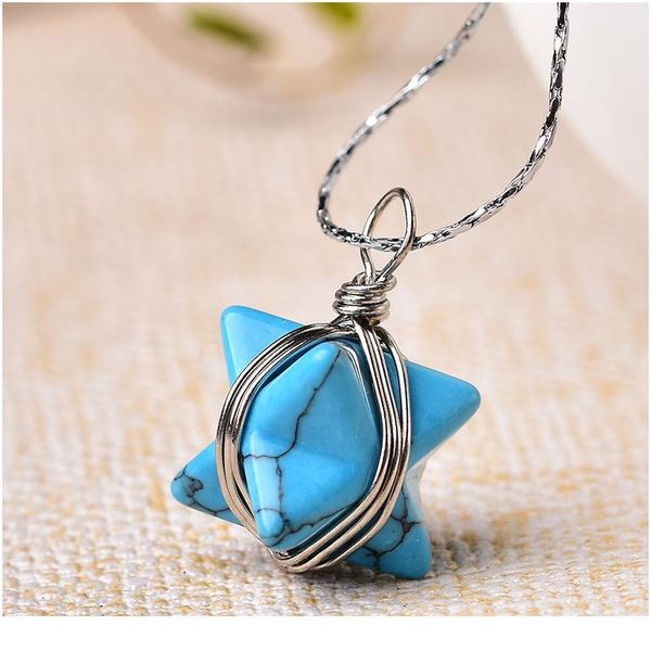 

1pc natural crystal quartz merkaba pendant stone pendulum necklace for men women jewelry reiki amulet mineral orname jllqps, Black