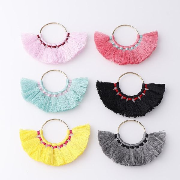 

2pc 80mm mix color cotton thread tassel jewelry accessories diy earring accessories metal ring tassel making diy handmade h sqcgxl