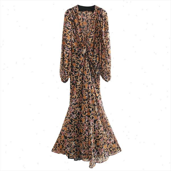 

agong vintage slim v neck dresses women fashion printed dress women elegant long sleeve ankle length dresses female ladies hz, Black;gray