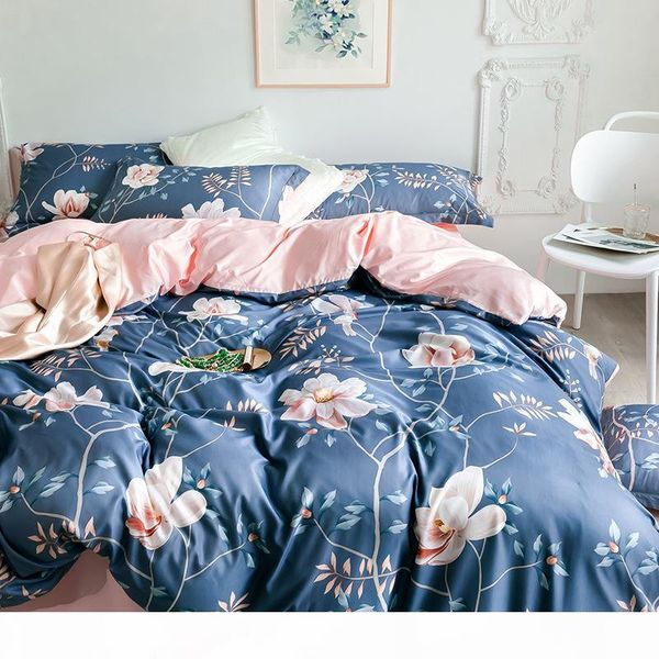 

tencel silk комплект постельных принадлежностей 4шт king  size luxury пододеяльник квартира простыня приспособленный лист наволочки выс