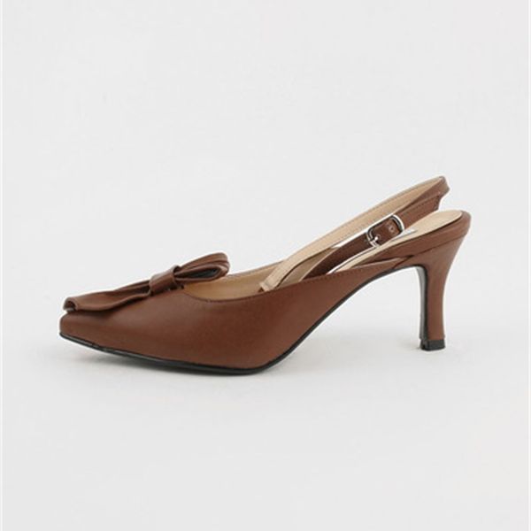 

2021 new spring summer heels style of skinny heel pointed toe-bow after empty closed-toe women's sandals yr06, Black