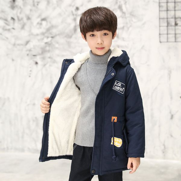 

new boys winter jacket 5to16 years old hooded children's patchwork down jacket baby boy winter jacket boy child warm coat 201126, Blue;gray