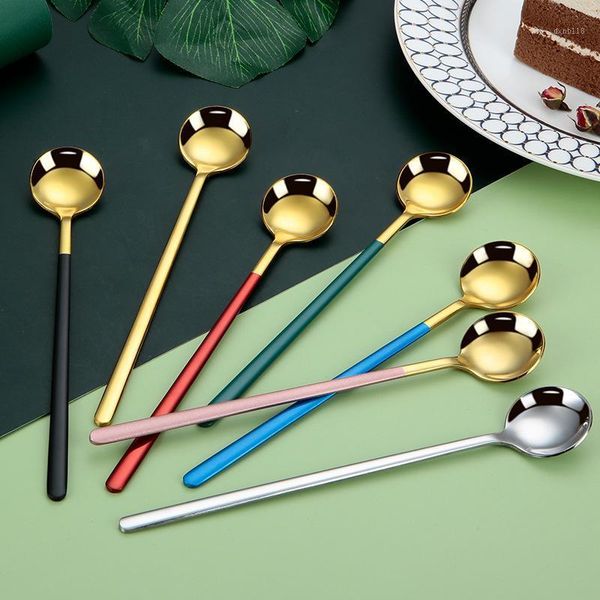 

chyir 5pcs european style stainless steel with long handle coffee dessert spoons home kitchen tableware size 17 cm1