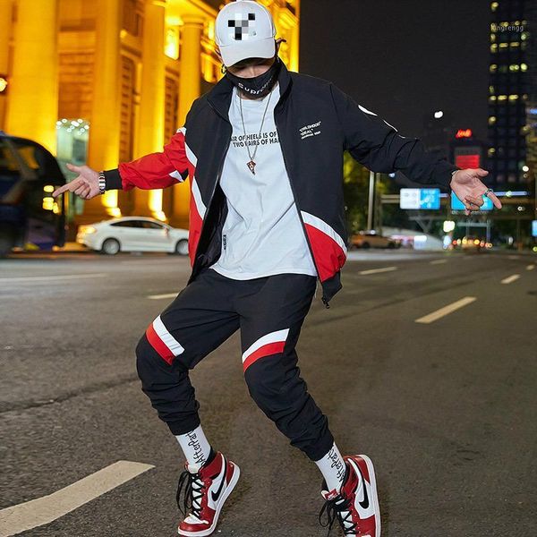 

moda hombre 2020 ropa new sweater set mens popular handsome hip-hop men's sports two-piece set trainingspak mannen heren kleding1, Gray